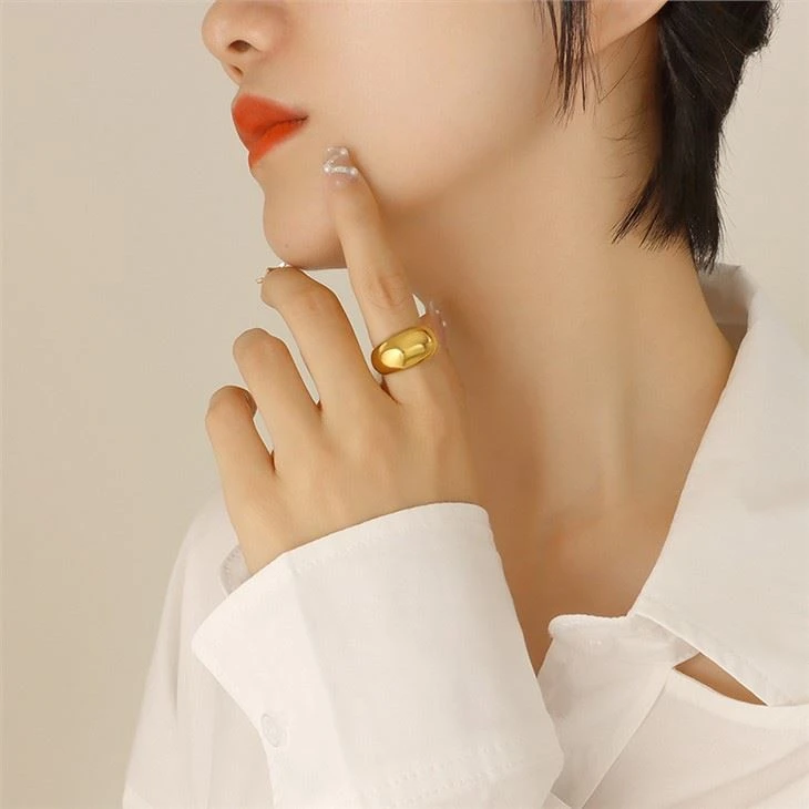 stainless steel gold plated ring