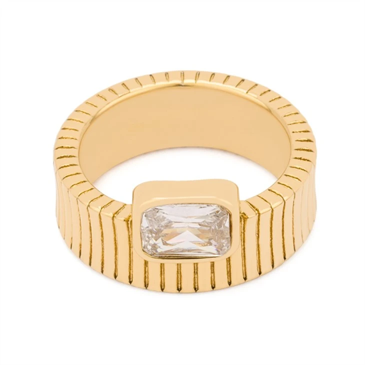 Δαχτυλίδι με ραβδώσεις Bezel CZ