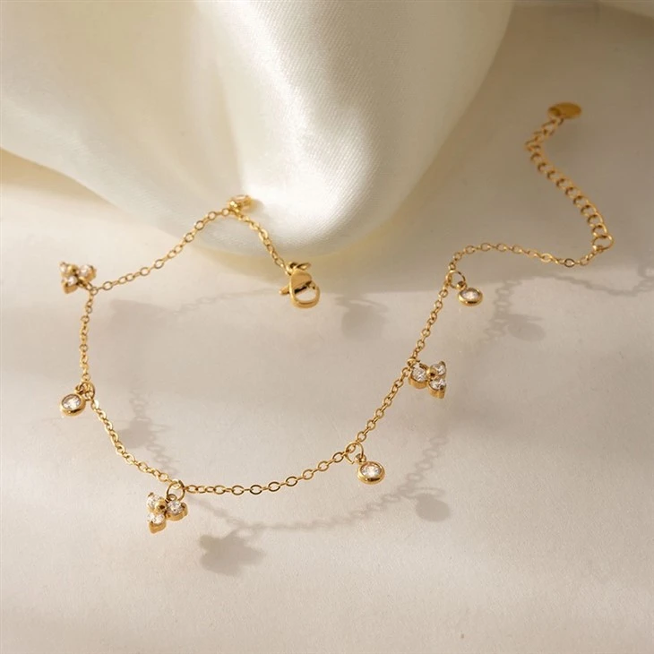 Flower Drop CZ Anklet best