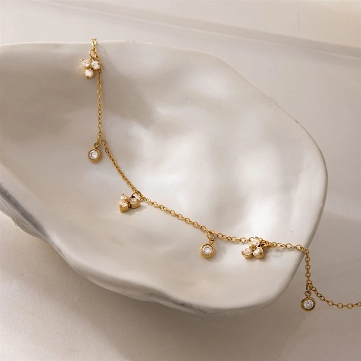 Flower Drop CZ Anklet factory