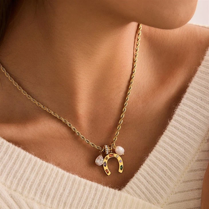 Horseshoe Twisted Rope Charm Necklace best