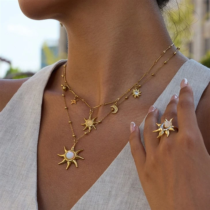 Moonstone Moon Sun Star Necklace price