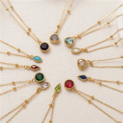 Κολιέ με αλυσίδα με χάντρες Birthstone Charm