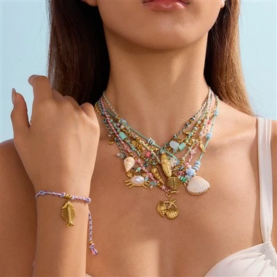 Κολιέ Ocean Charm με πλεκτό κορδόνι