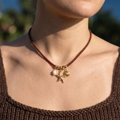 Κολιέ ρετρό Boho Starfish Pearl